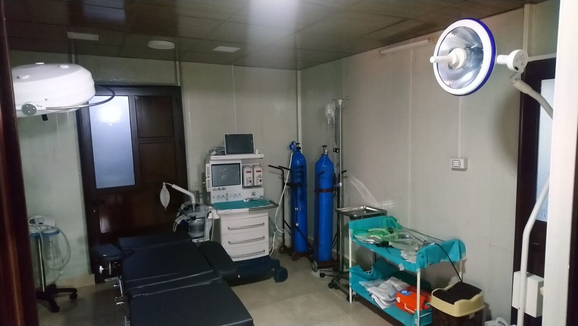 Operation room with equipment at al-Hol field hospital.